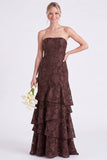 Strapless Eucalyptus Mermaid Corset Floral Tiered Long Bridesmaid Dress