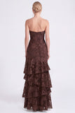 Strapless Eucalyptus Mermaid Corset Floral Tiered Long Bridesmaid Dress