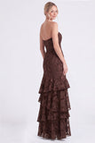 Strapless Eucalyptus Mermaid Corset Floral Tiered Long Bridesmaid Dress