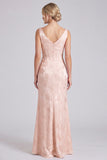 Mermaid Green V-Neck Floral Corset Ruched Long Bridesmaid Dress with Slit