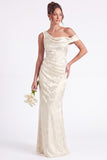 One Shoulder Dark Navy Mermaid Satin Ruched Floral Long Bridesmaid Dress