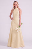 Light Blue Halter Neck A-Line Long Bridesmaid Dress