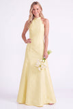 Light Blue Halter Neck A-Line Long Bridesmaid Dress