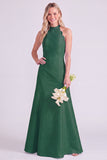 Light Blue Halter Neck A-Line Long Bridesmaid Dress
