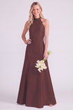 Light Blue Halter Neck A-Line Long Bridesmaid Dress