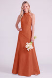 Light Blue Halter Neck A-Line Long Bridesmaid Dress