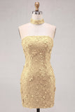 Blue Strapless Sequins Bodycon Short Homecoming Dress with Lace Up Back
