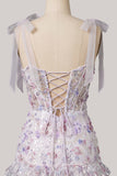 Lilac Bodycon Sequins Tiered Ruffled Corset Short Homecoming Dress