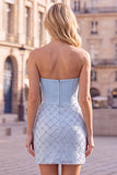Sweetheart Blue Corset Bodycon Beaded Short Homecoming Dress