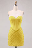 Sweetheart Blue Corset Bodycon Beaded Short Homecoming Dress