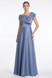 Burgundy Off the Shoulder A-Line Sequins Mother Of The Bride Dress with Bow