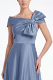 Burgundy Off the Shoulder A-Line Sequins Mother Of The Bride Dress with Bow