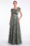 Burgundy Off the Shoulder A-Line Sequins Mother Of The Bride Dress with Bow