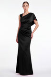Pink Flower Satin Mermaid Ruched Printed Mother Of The Bride Dress