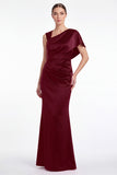 Pink Flower Satin Mermaid Ruched Printed Mother Of The Bride Dress