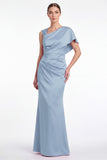 Pink Flower Satin Mermaid Ruched Printed Mother Of The Bride Dress