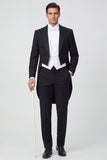 Black Peak Lapel 3 Piece Single Breasted Men's Prom Suits