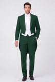 Black Peak Lapel 3 Piece Single Breasted Men's Prom Suits