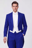 Black Peak Lapel 3 Piece Single Breasted Men's Prom Suits