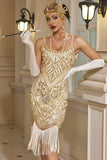 Sparkly Sequins Bodycon Midi 1920s Dress with Fringe Hem