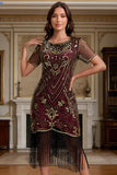 Great Gatsby Party Short Sleeves Sequin 1920s Flapper Dress