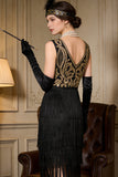 Gold Embroidered Flapper Tiered Fringe Great Gatsby 1920s Party Dress