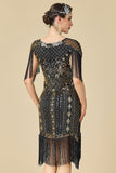 Sparkly Bodycon V-Neck Sequins Fringed Shoulder Sleeves 1920s Dress