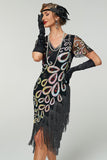 Vintage Sequin Fringe Great Gatsby 1920s Flapper Dress