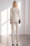 Black Polka Dots Pantsuits Peak Lapel Women Wedding Suits with Bow