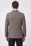 Coffee Notched Lapel Single Breasted Men's Blazer Jacket