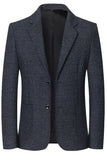 Navy Notch Lapel Single Breasted Men's Prom Blazer Jacket