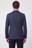 Navy Notch Lapel Single Breasted Men's Prom Blazer Jacket