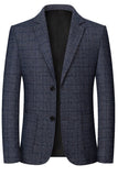 Navy Notch Lapel Single Breasted Men's Prom Blazer Jacket