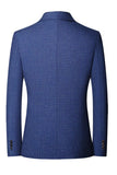 Blue Single Breasted Notch Lapel Men's Blazer Jacket