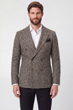Brown Peak Lapel Double Breasted Men's Prom Suits Jacket