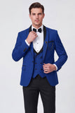 3 Piece Red Shawl Lapel One Button Men's Prom Suits