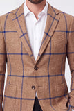 Brown Notch Lapel Single Breasted Men's Blazer Jacket