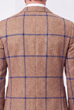 Brown Notch Lapel Single Breasted Men's Blazer Jacket