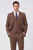 Brown Single Breasted 3 Piece Notch Lapel Men's Prom Suits