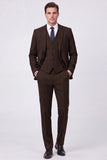 Brown Single Breasted 3 Piece Notch Lapel Men's Prom Suits