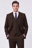 Brown Single Breasted 3 Piece Notch Lapel Men's Prom Suits