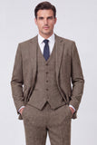 Brown Single Breasted 3 Piece Notch Lapel Men's Prom Suits