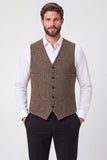 Brown Single Breasted Men's Suit Vest