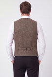 Brown Single Breasted Men's Suit Vest