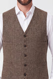 Brown Single Breasted Men's Suit Vest