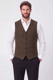 Brown Single Breasted Men's Suit Vest