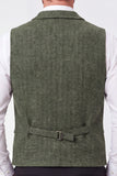 Army Green Single Breasted Notch Lapel Men's Suits Vest