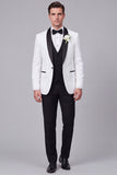 3 Piece Shawl Lapel Blue One Button Men's Wedding Suits