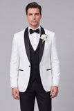 3 Piece Shawl Lapel Blue One Button Men's Wedding Suits