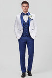 3 Piece Shawl Lapel Blue One Button Men's Wedding Suits